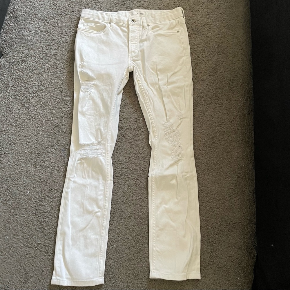 TOPMAN rip stretch skinny jeans W30/L30 in white
